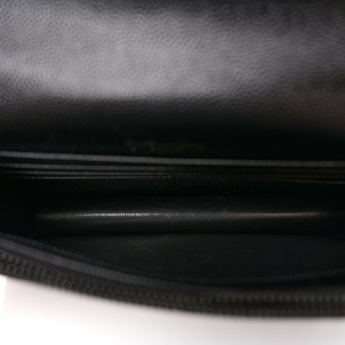 SAINT LAURENT Grain De Poudre Matelasse Chevron Monogram Monochrome Envelope Chain Wallet Black