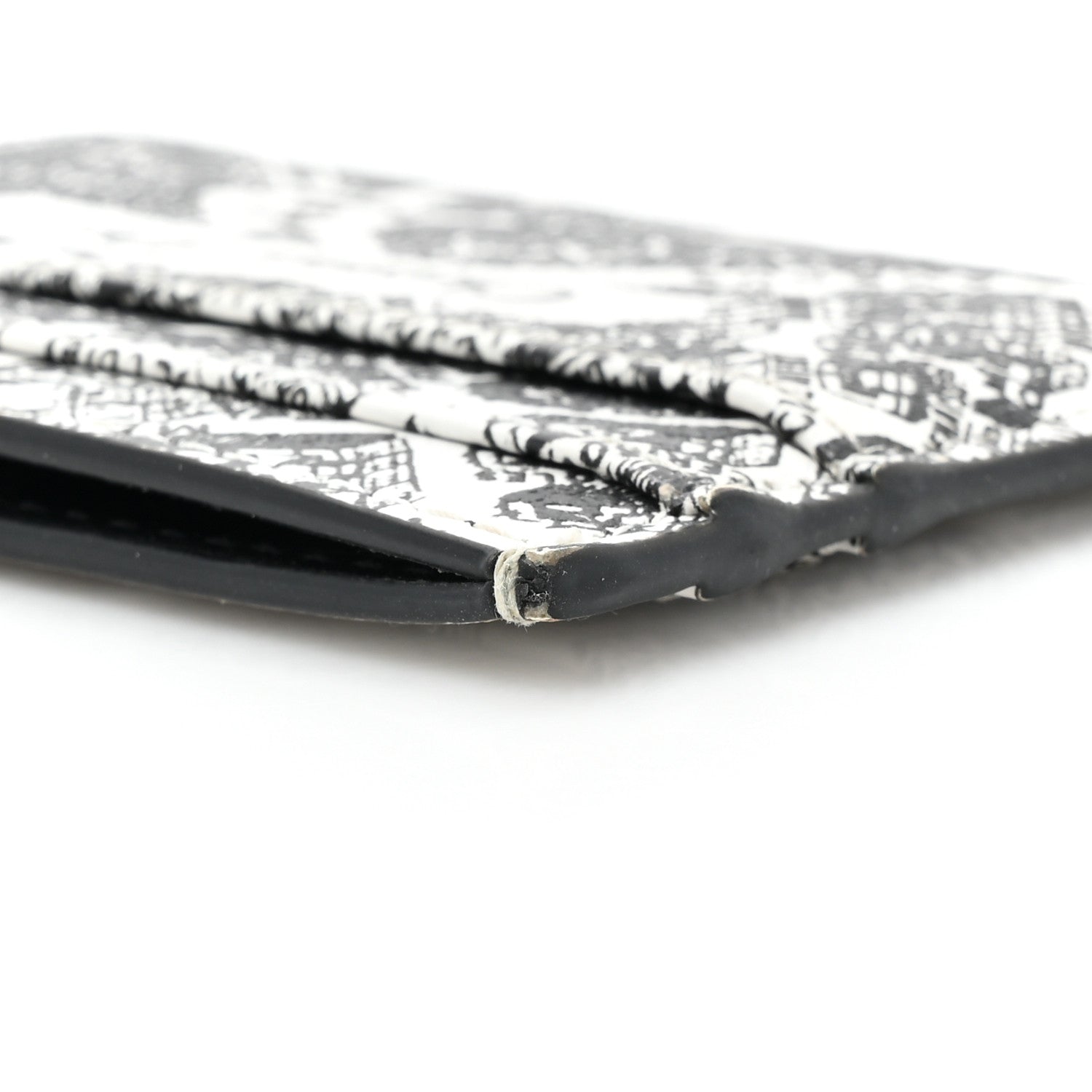 Christian Dior Calfskin Plan De Paris Print Card Holder White Black 11 of 12