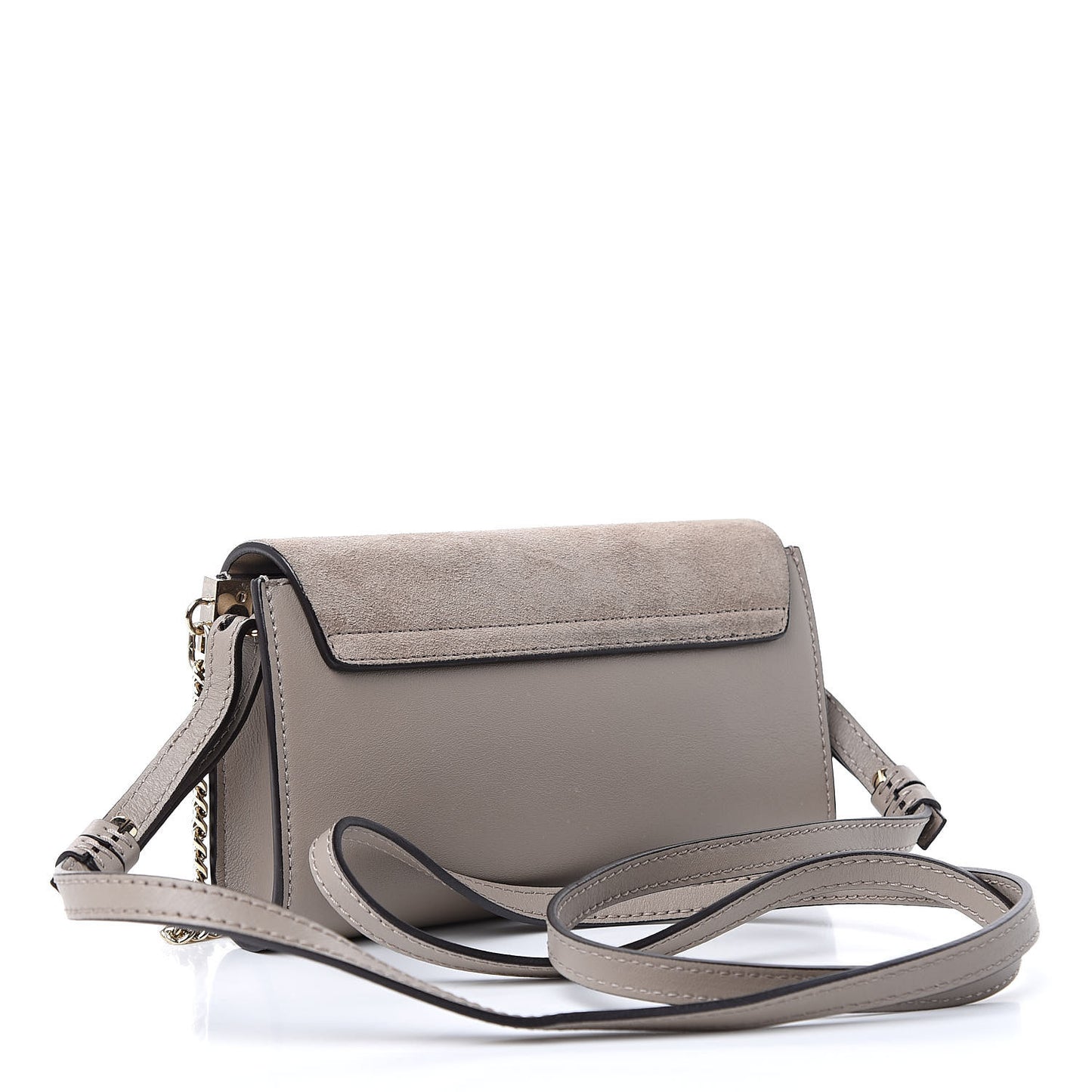 Suede Calfskin Mini Faye Shoulder Bag Motty Grey