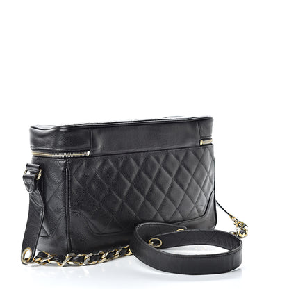 Chanel Caviar Quilted Vanity Train Case Shoulder Bag Black 3 of 22