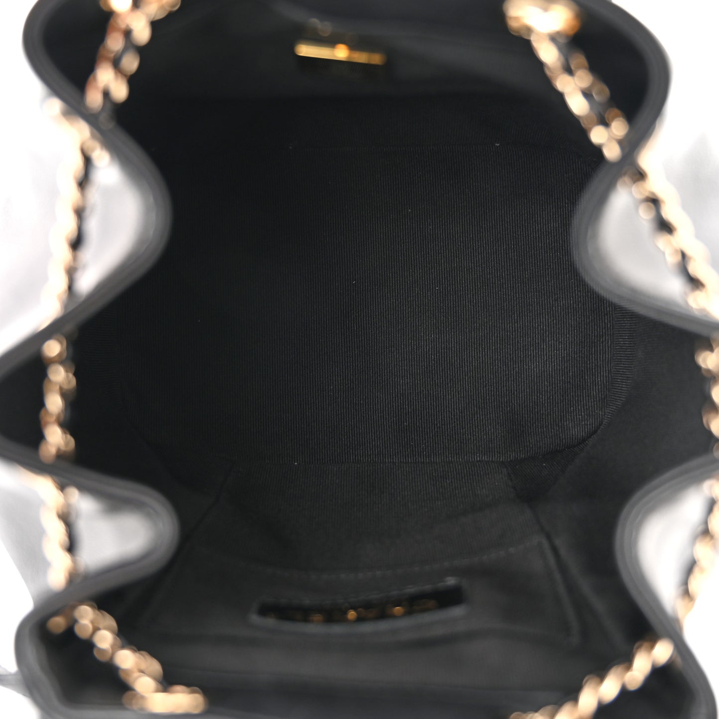 Lambskin Quilted Small Duma Drawstring Backpack Black