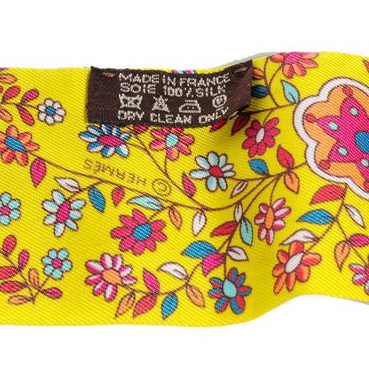 Hermes Silk L'Arbre De Vie Twilly Jaune Fluo Canard Rose 5 of 5