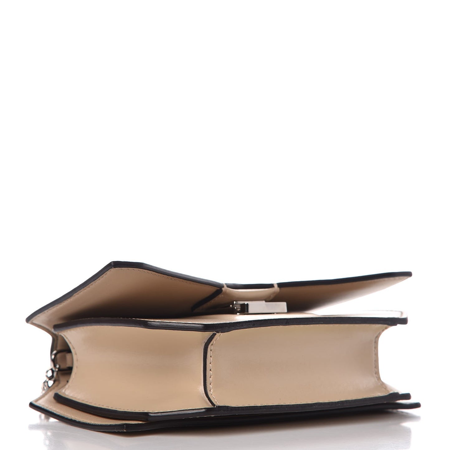 Calfskin Bow Cut Chain Wallet Beige