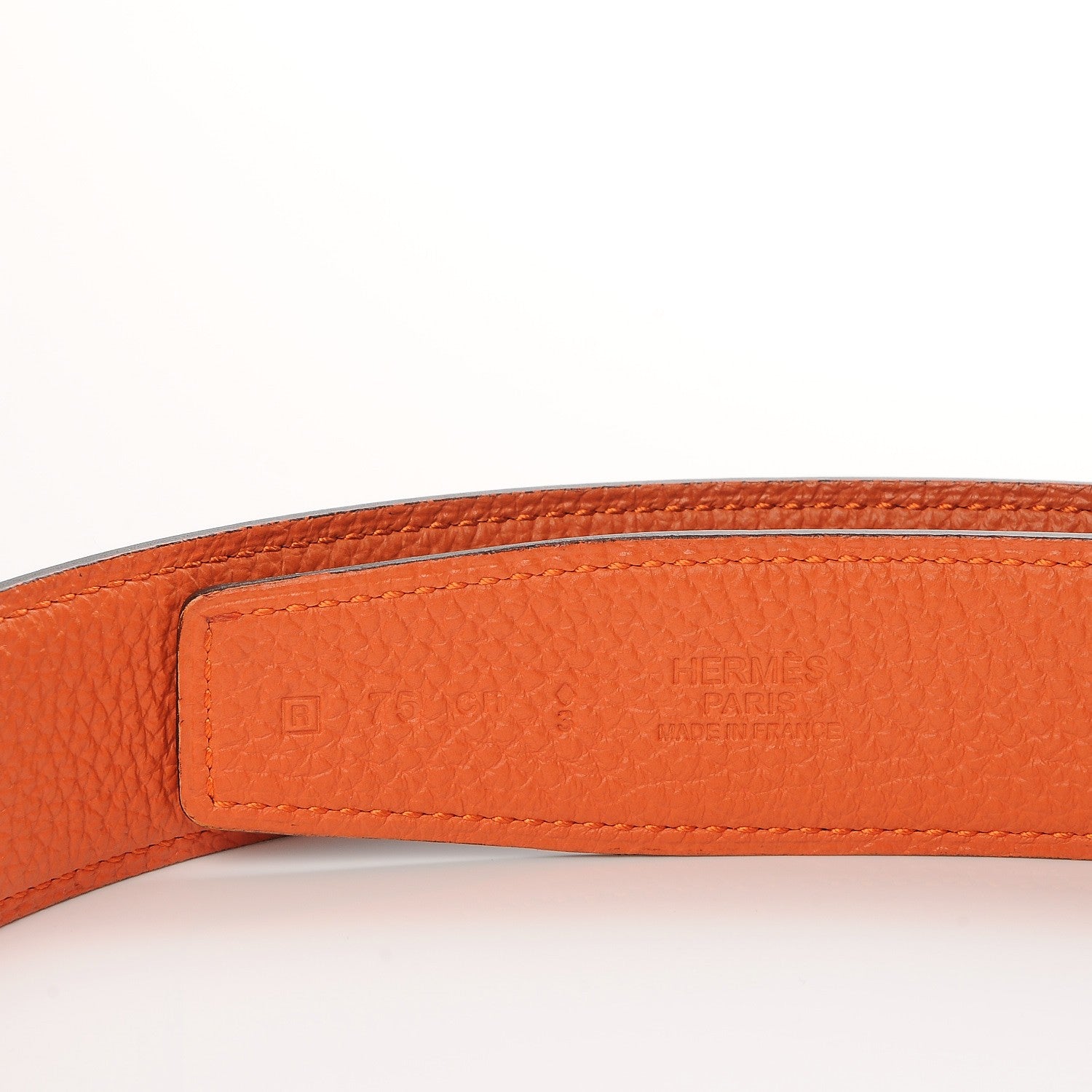 Hermes Swift Togo 32mm H Belt 75 Chocolate Orange 6 of 7