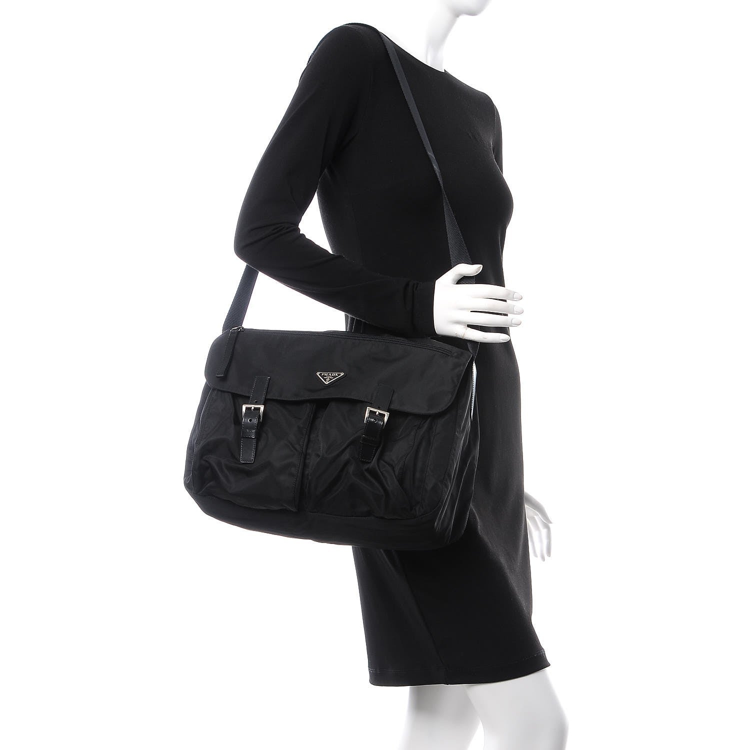 Prada Nylon Vela Messenger Bag Black 2 of 10