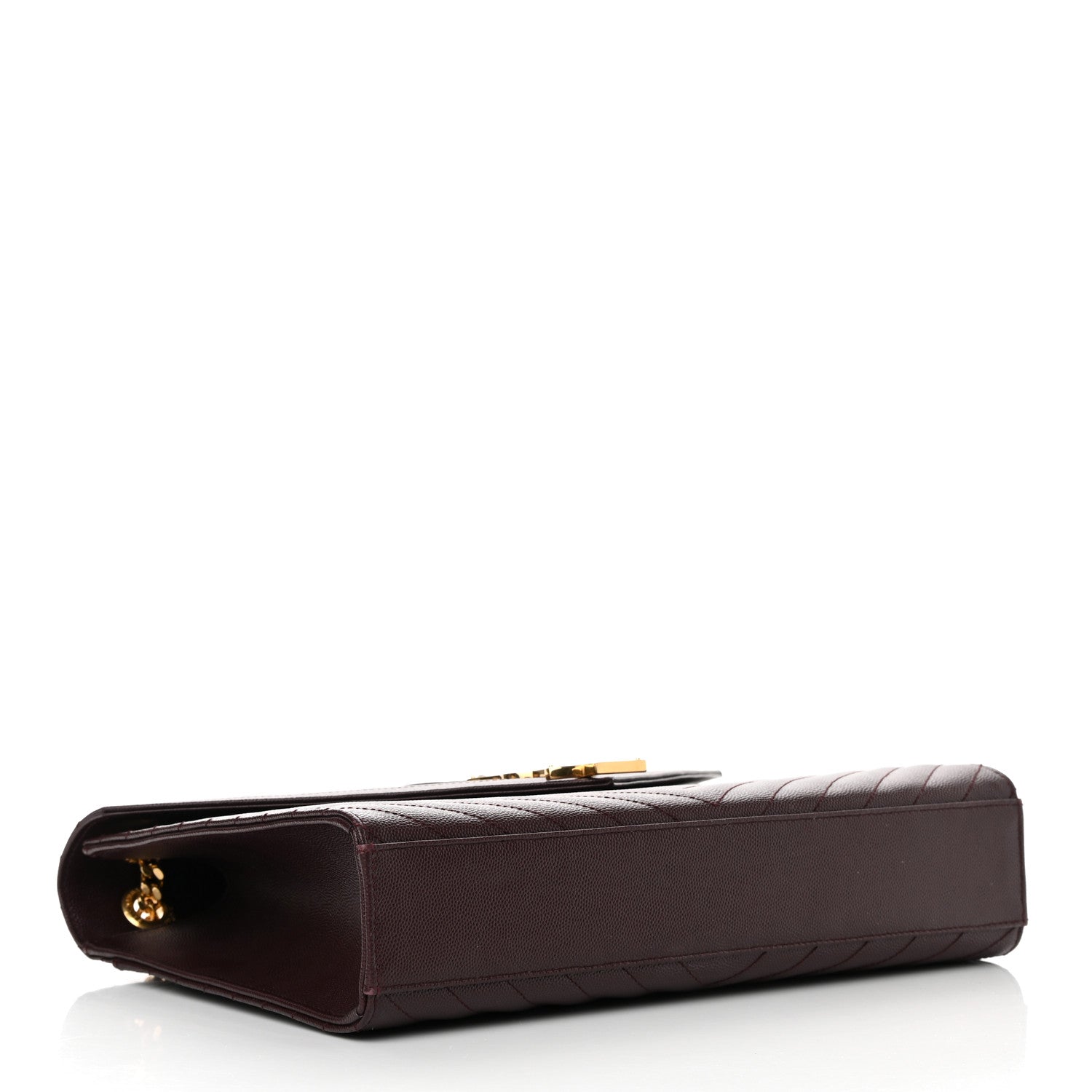 Saint Laurent Grain De Poudre Matelasse Chevron Large Monogram Satchel Rouge Legion 3 of 12