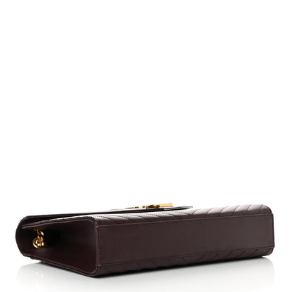 Saint Laurent Grain De Poudre Matelasse Chevron Large Monogram Satchel Rouge Legion 3 of 12