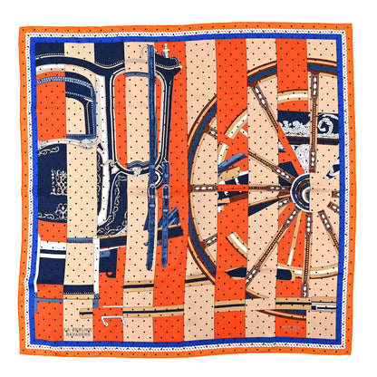 Hermes Silk La Berline Bayadere Scarf 90 Orange Beige Bleu 1 of 3