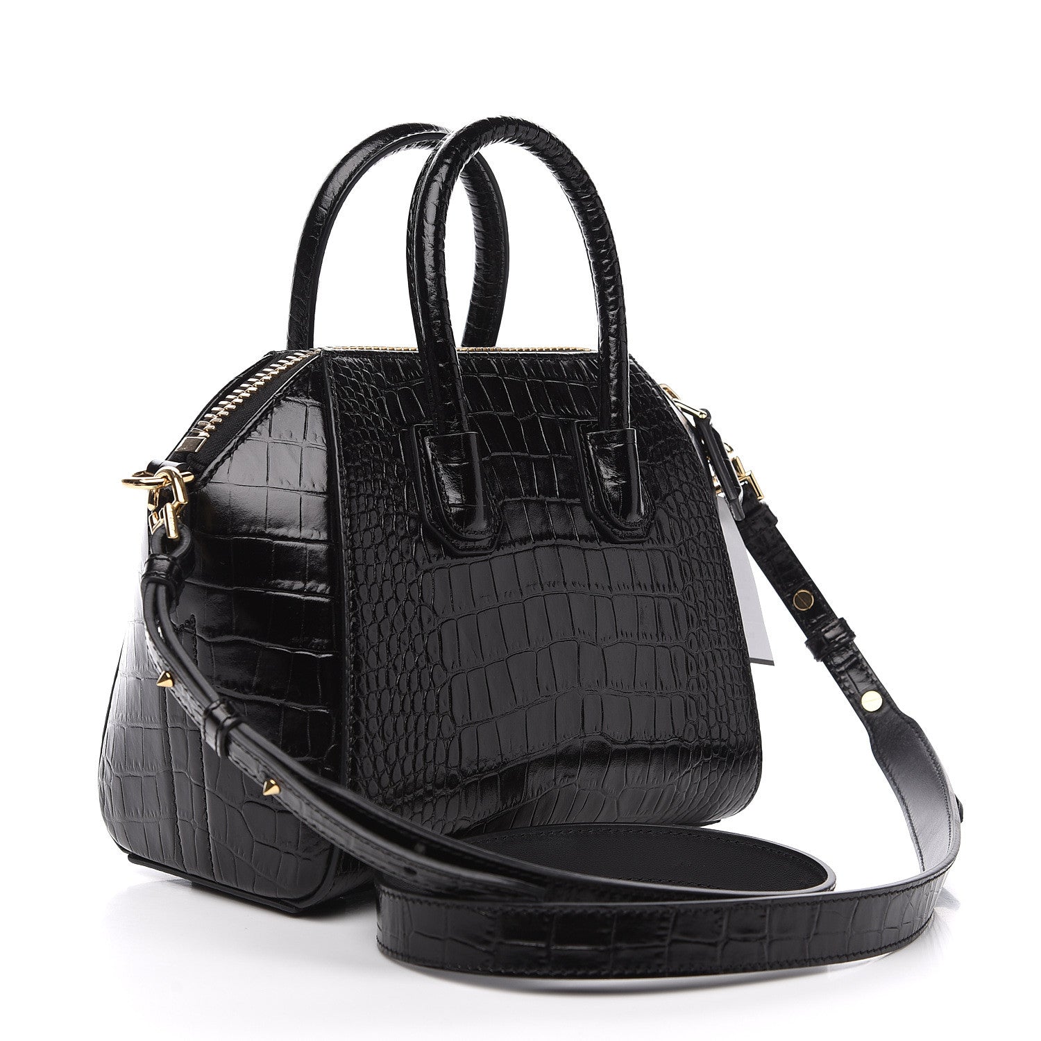 Givenchy Calfskin Crocodile Embossed Mini Antigona Black 2 of 9