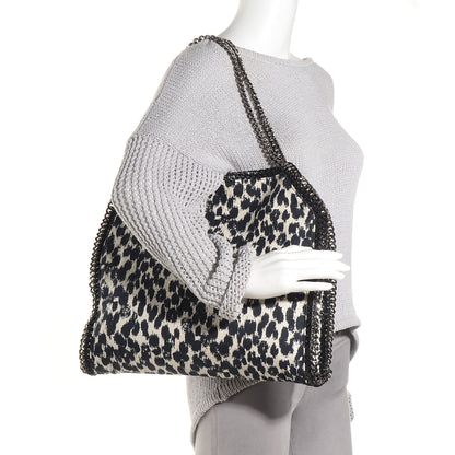 Stella McCartney Linen Leopard Small Falabella Tote Navy 2 of 8
