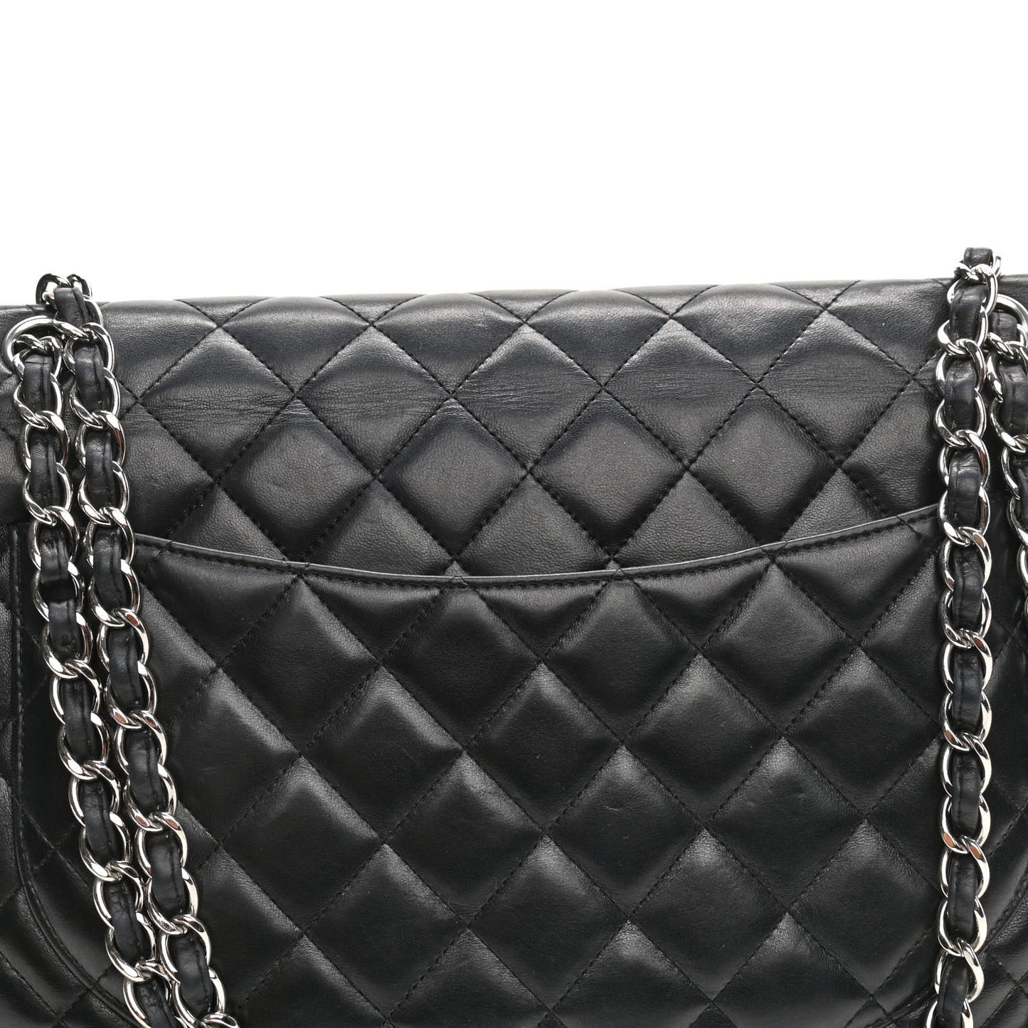 Lambskin Quilted Maxi Single Flap Black