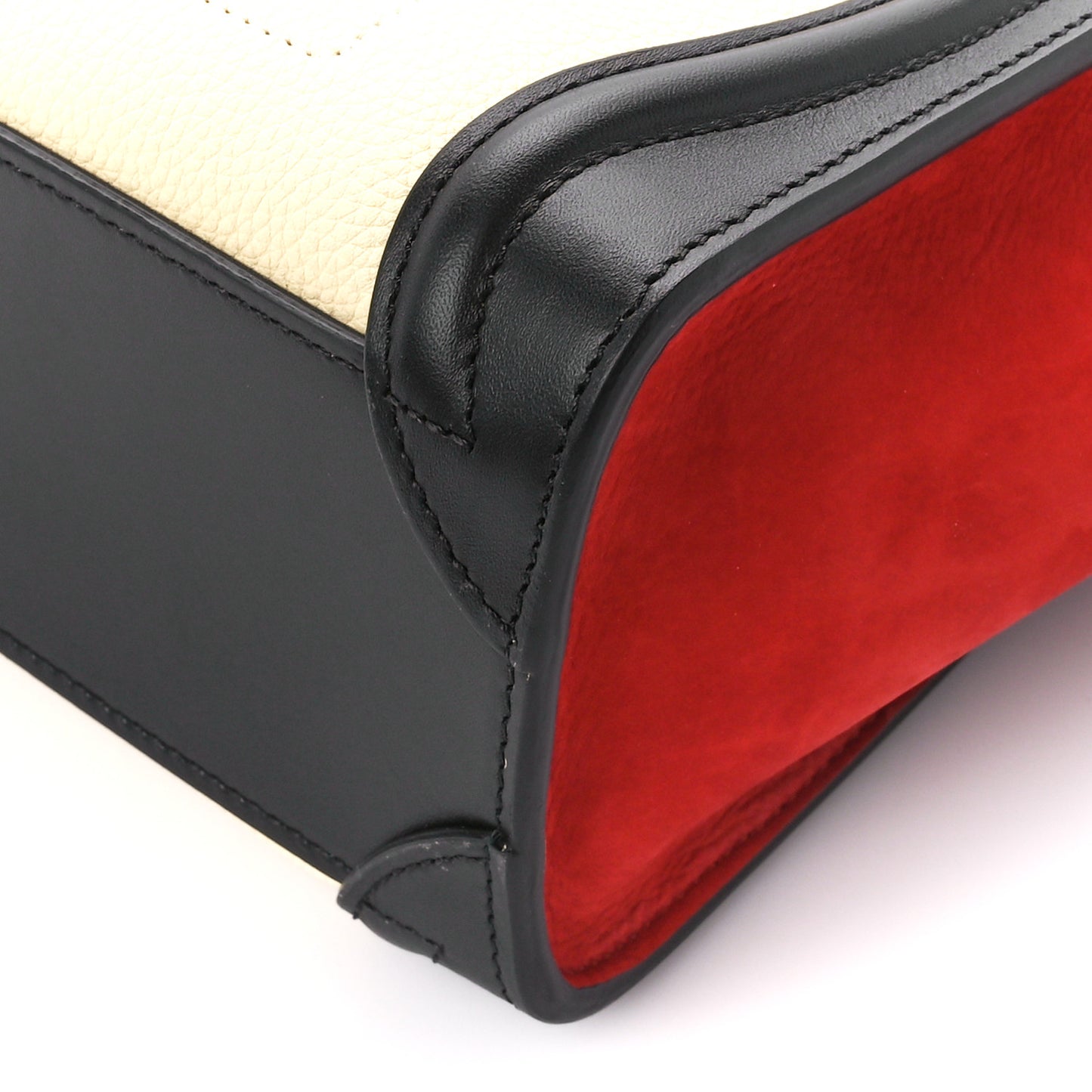 Drummed Calfskin Nubuck Nano Tri-Color Luggage Ruby