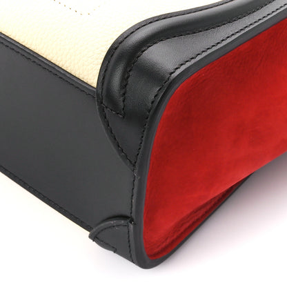 Celine Drummed Calfskin Nubuck Nano Tri-Color Luggage Ruby 10 of 10