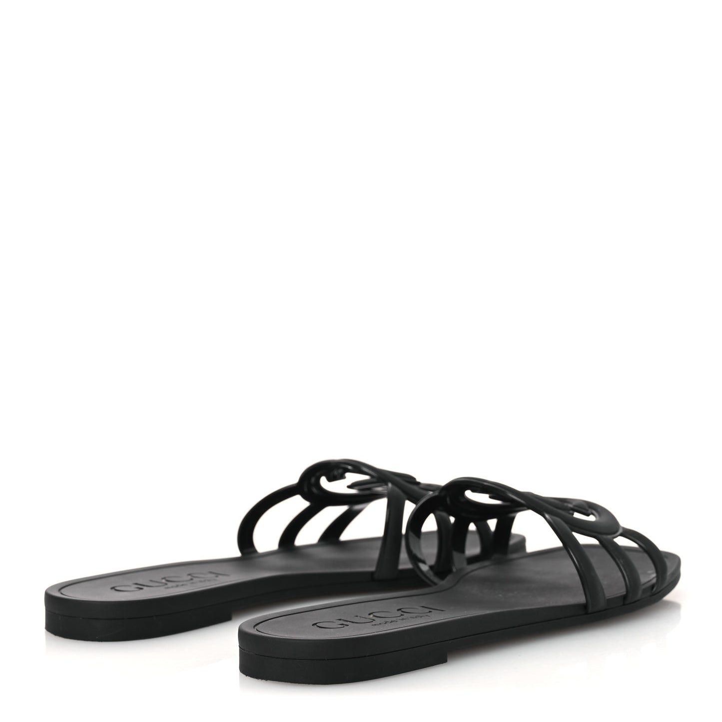 Rubber Interlocking G Womens Slide Sandals 38 Black