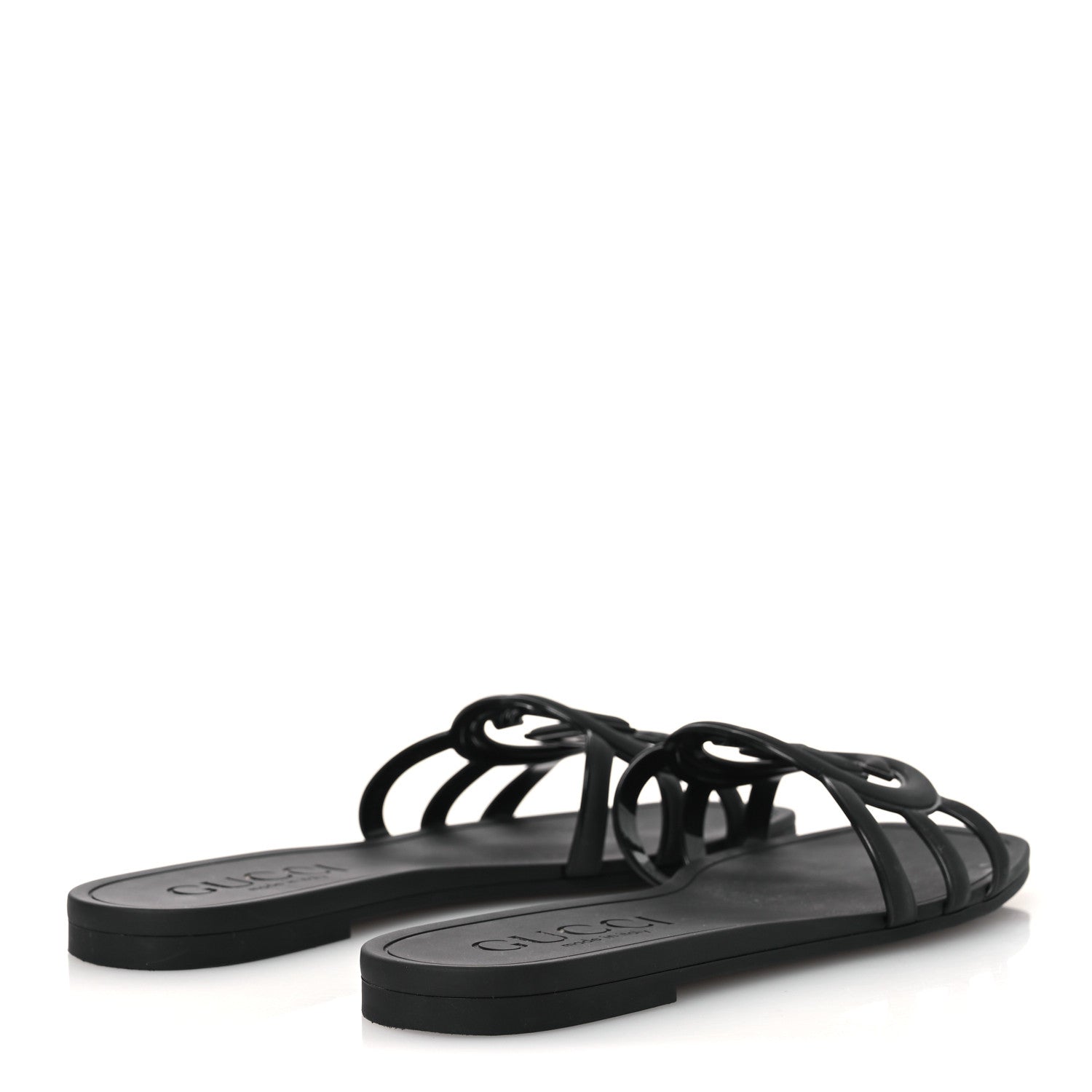 Gucci Rubber Interlocking G Womens Slide Sandals 38 Black 5 of 11