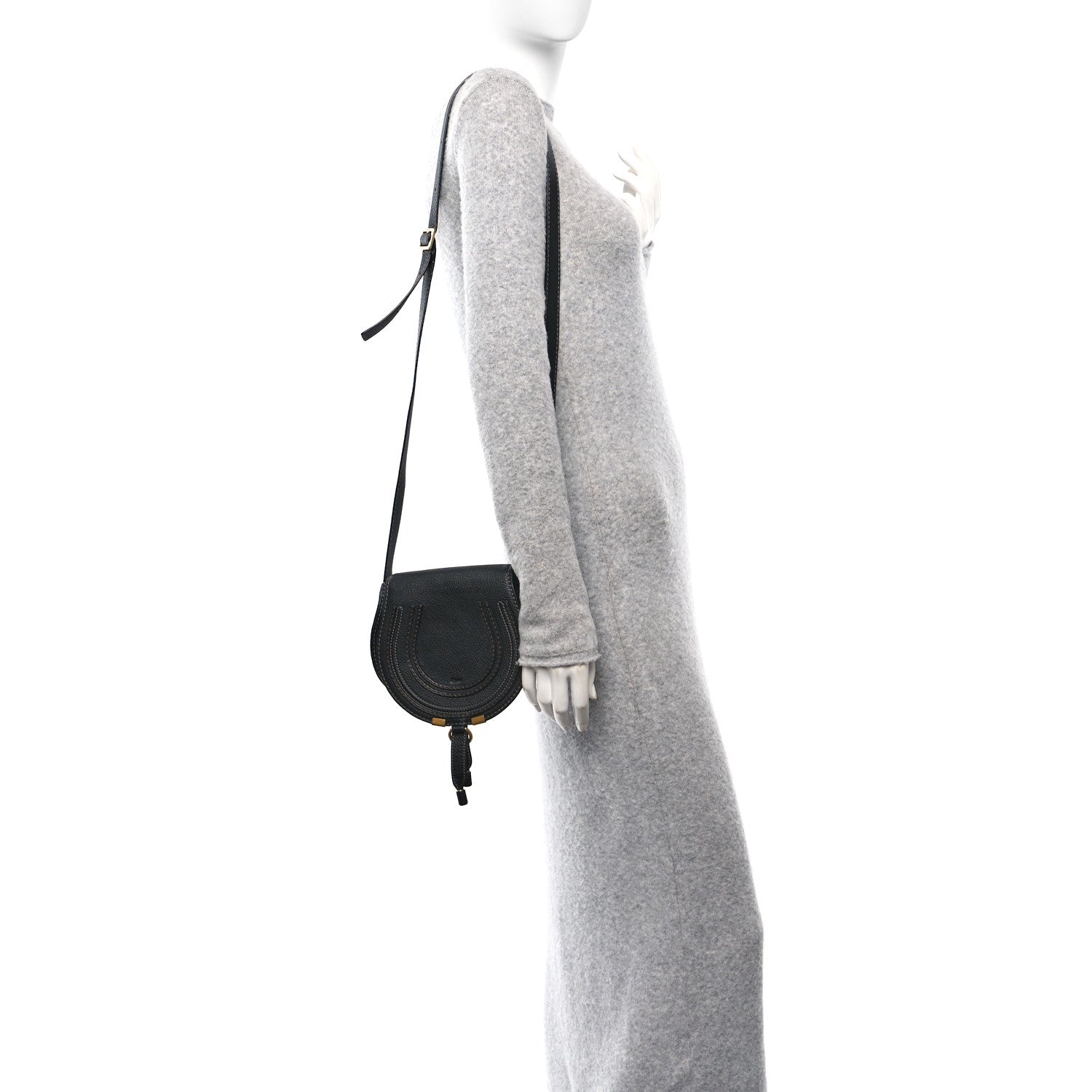 Chloe Calfskin Small Marcie Saddle Bag Black 2 of 9