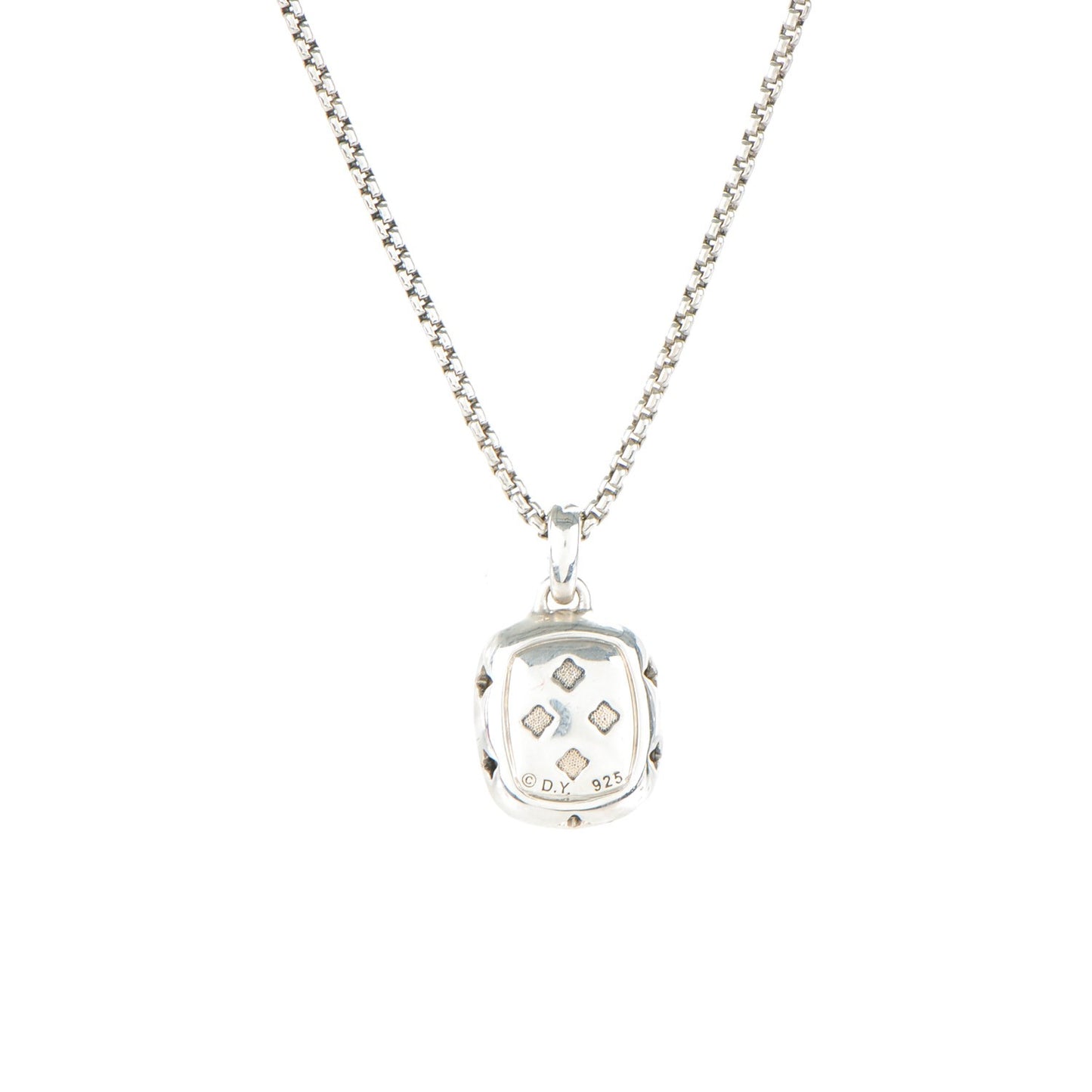 Sterling Silver Pave Diamond Smoky Quartz 12mm Noblesse Pendant Necklace