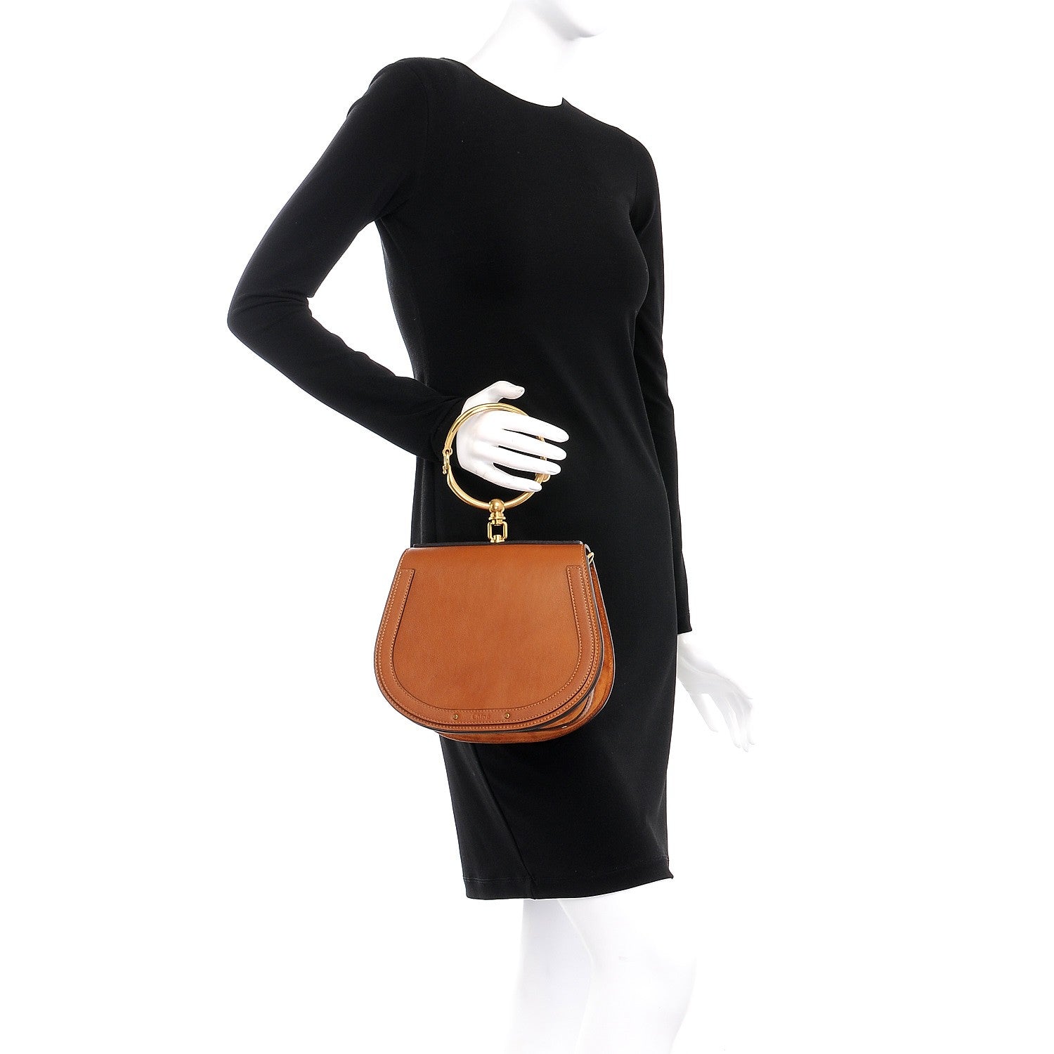 Chloe Calfskin Suede Medium Nile Bracelet Bag Caramel 3 of 8