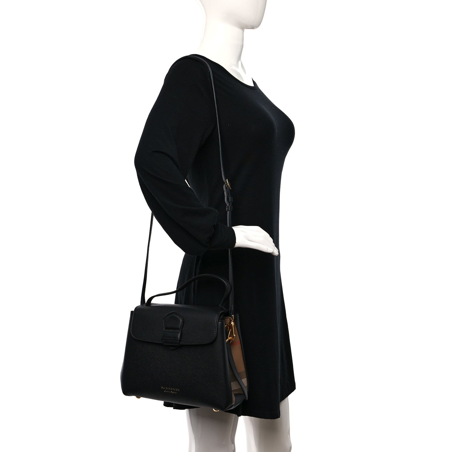 Burberry Derby Calfskin House Check Small Camberley Black 2 of 11