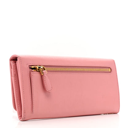 Prada Saffiano Continental Flap Wallet Geranio 4 of 9