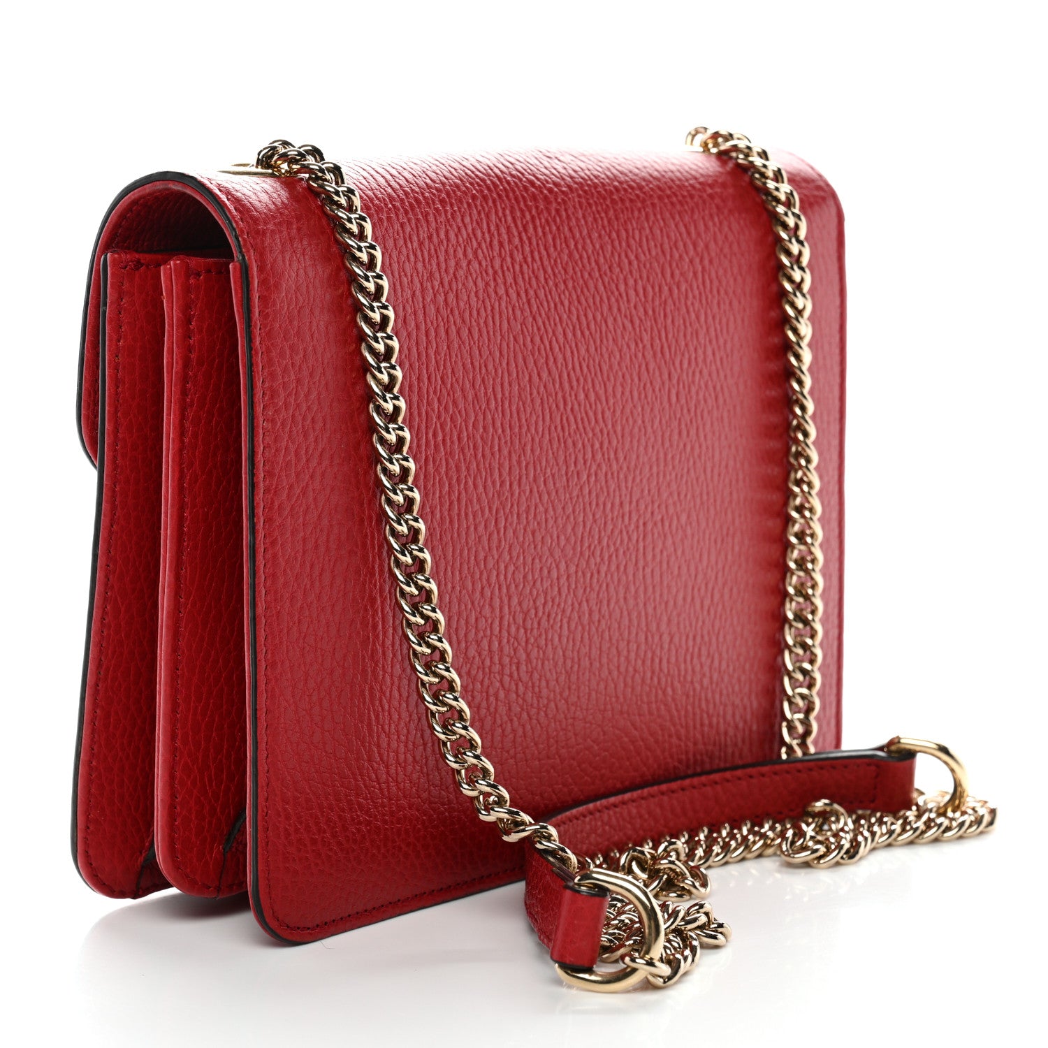 Gucci Dollar Calfskin Small Interlocking G Shoulder Bag Red 2 of 12
