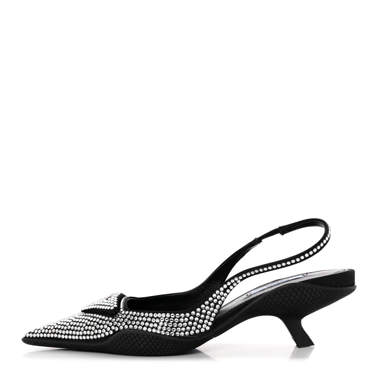 Prada Satin Crystal Logo 45mm Slingback Pumps 36.5 Cristal 1 of 12