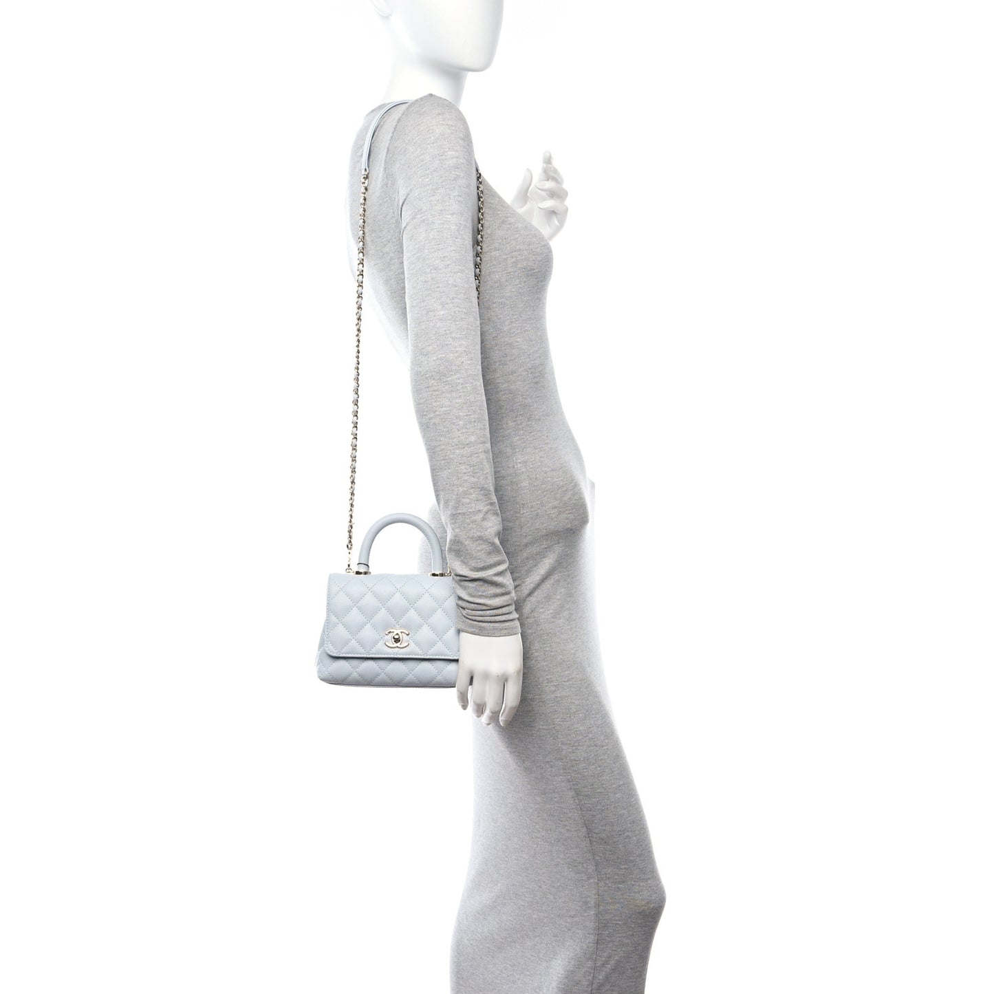 Caviar Quilted Extra Mini Coco Handle Flap Light Blue