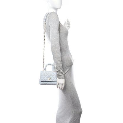 Chanel Caviar Quilted Extra Mini Coco Handle Flap Light Blue 2 of 12