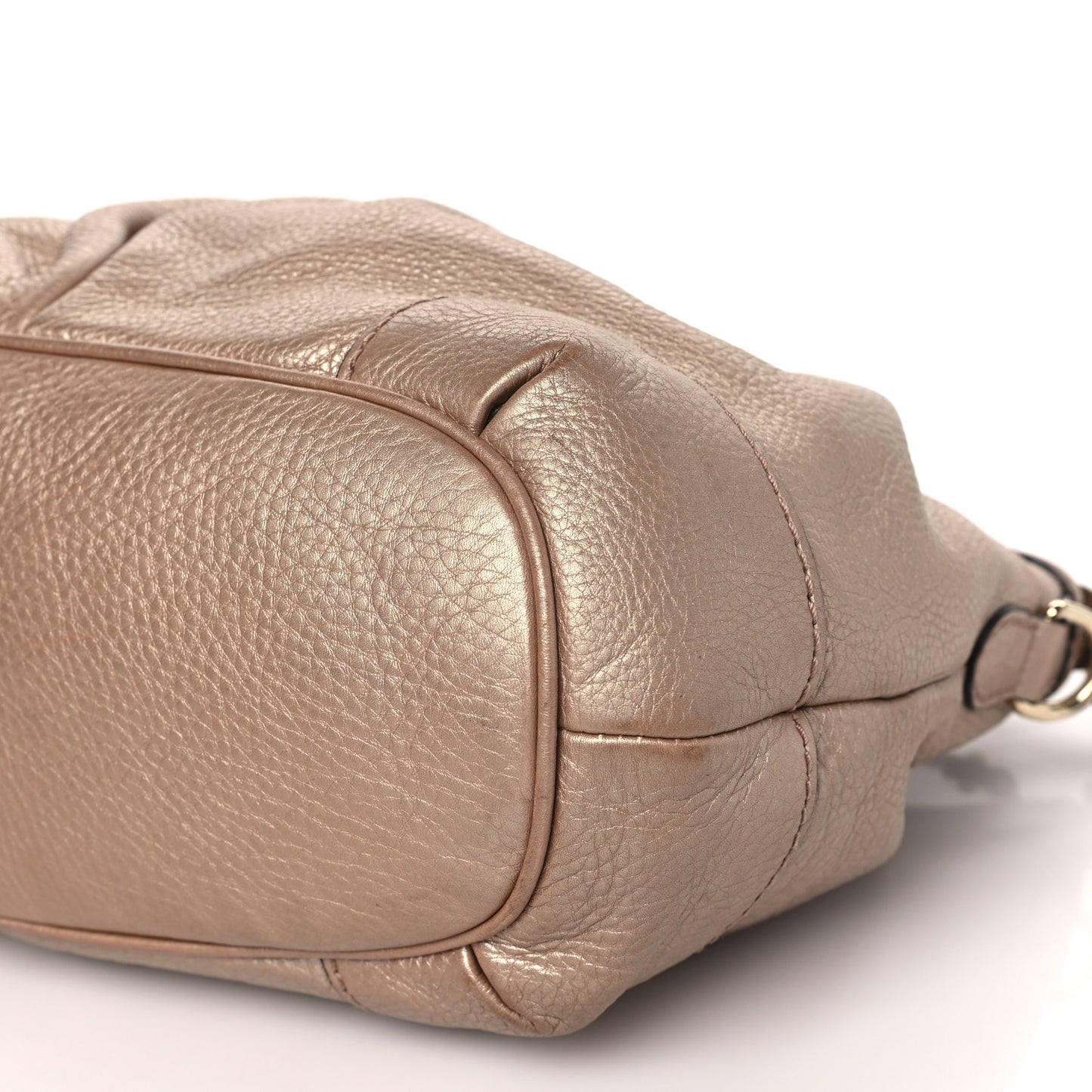 Metallic Calfskin Medium Sukey Top Handle Bag Beige