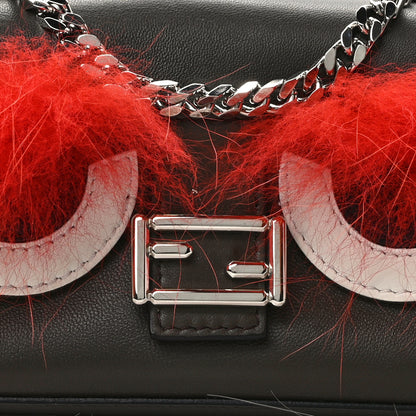 Fendi Nappa Shatoosh Fox Goat Fur Monster Micro Baguette Carbone Tangerine Luna 7 of 9