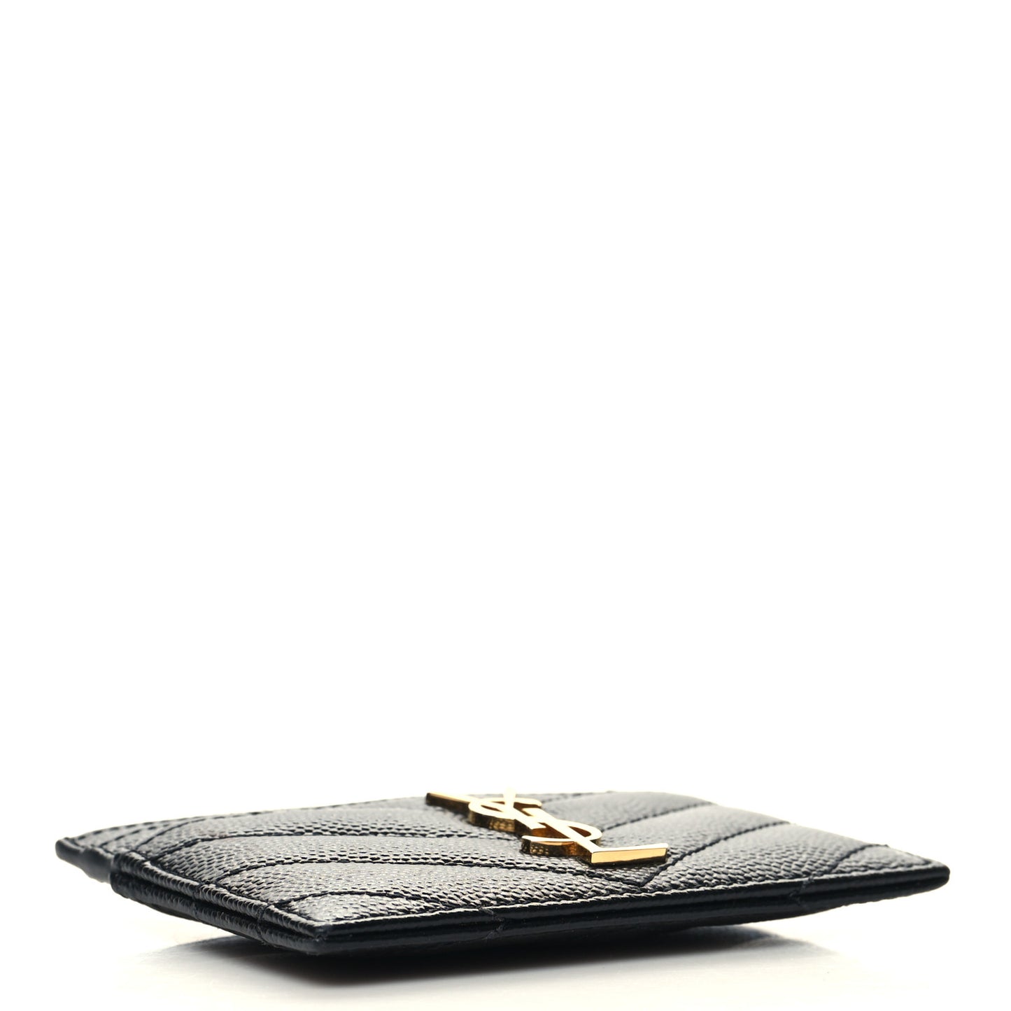 Grain De Poudre Matelasse Chevron Monogram Credit Card Case Black