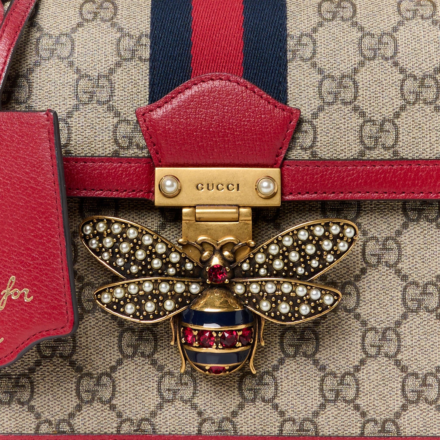 GG Supreme Monogram Small Queen Margaret Top Handle Bag Red