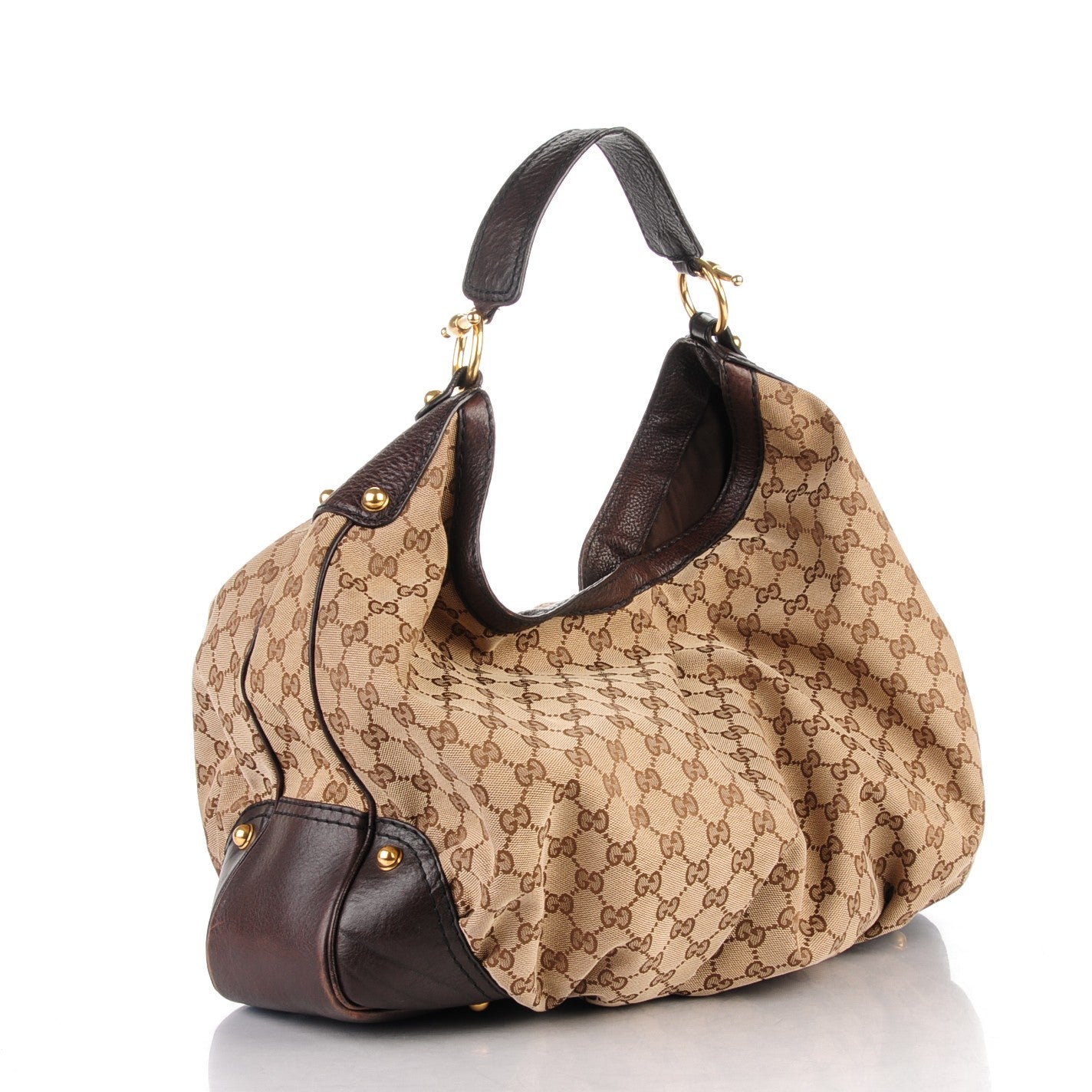 Gucci Monogram Large Jockey Hobo Dark Brown 3 of 8