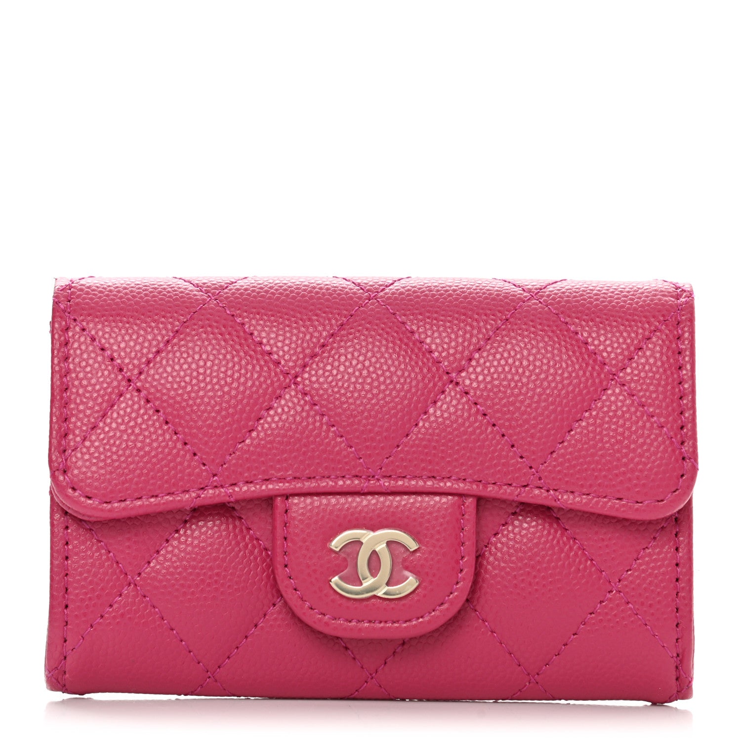 Chanel Caviar Quilted Flap Card Holder Wallet Pink 1 of 9