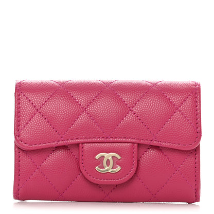 Chanel Caviar Quilted Flap Card Holder Wallet Pink 1 of 9