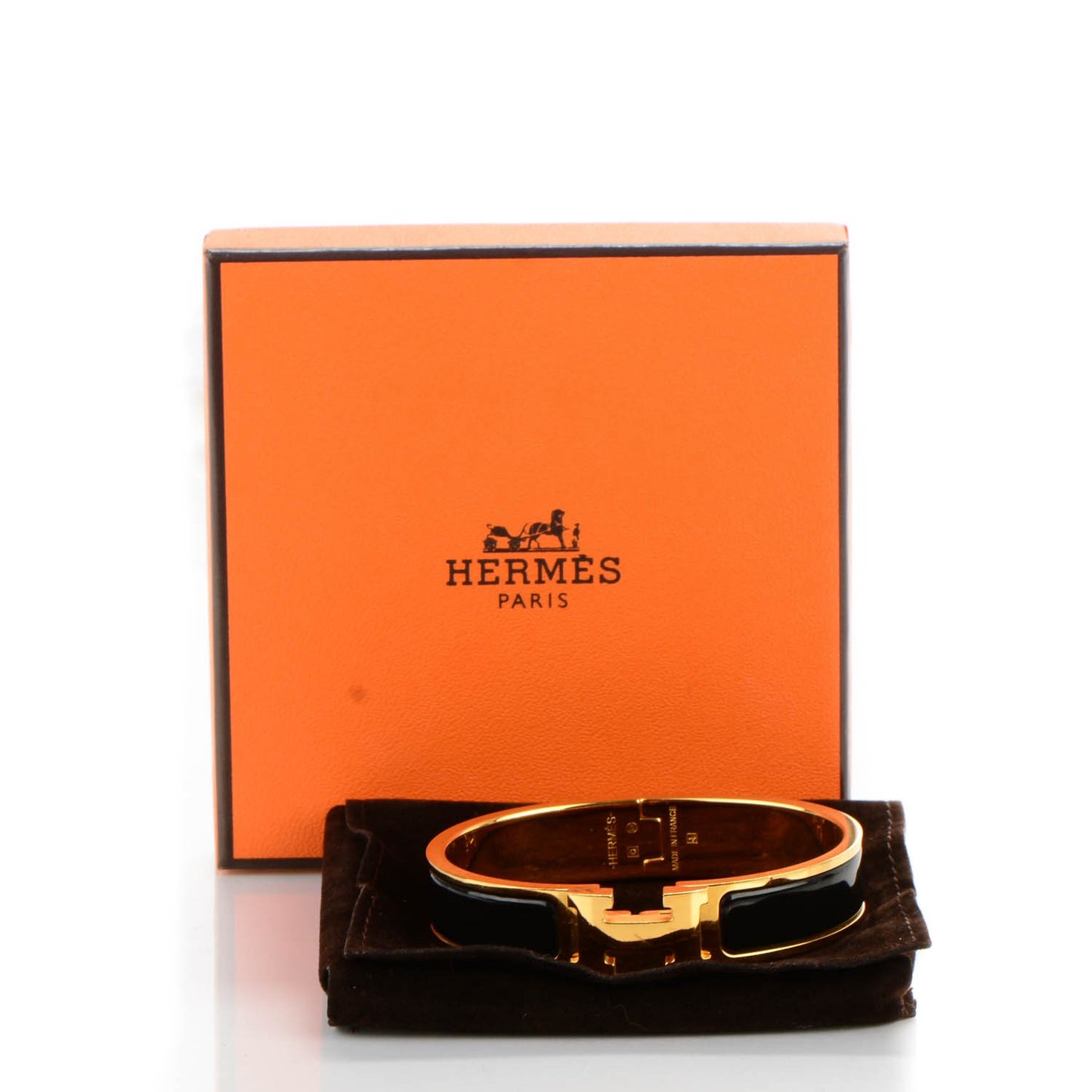 Enamel Narrow Clic Clac H Bracelet PM Black