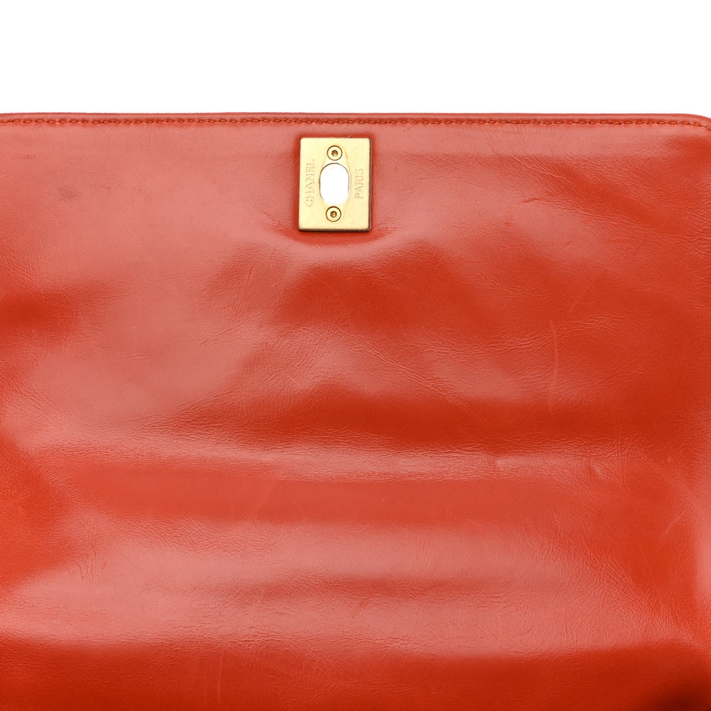 Calfskin Chevron Quilted Mini Coco Handle Flap Orange