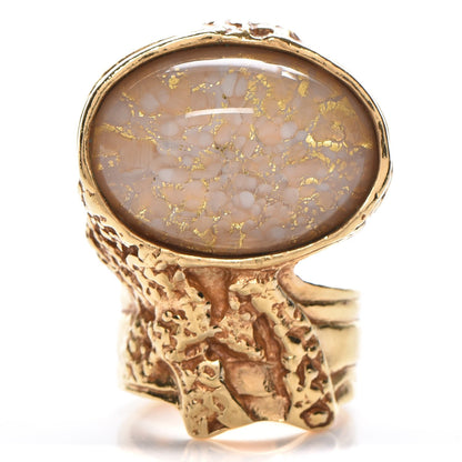 Saint Laurent Glass Cabochon Arty Ovale Ring 8 Gold Beige Clair 1 of 7