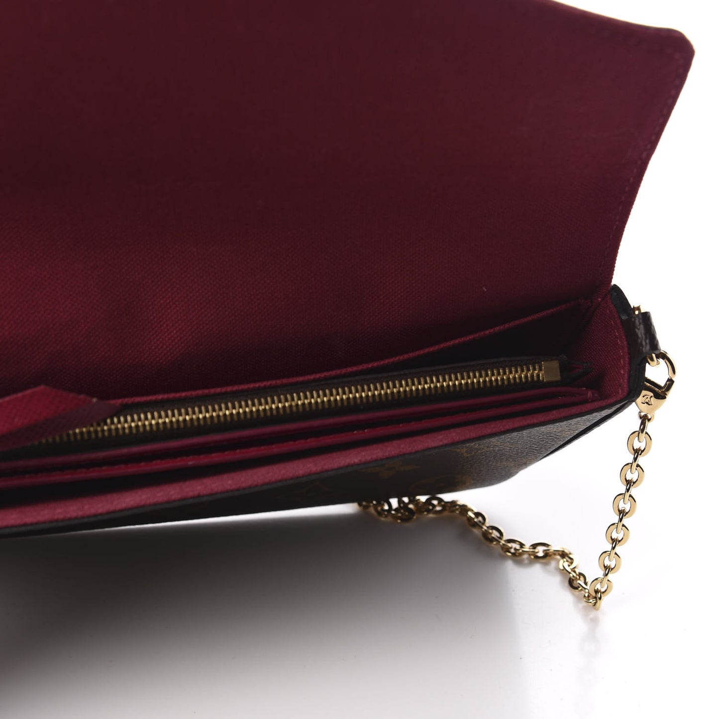 Monogram Pochette Felicie Chain Wallet Fuchsia