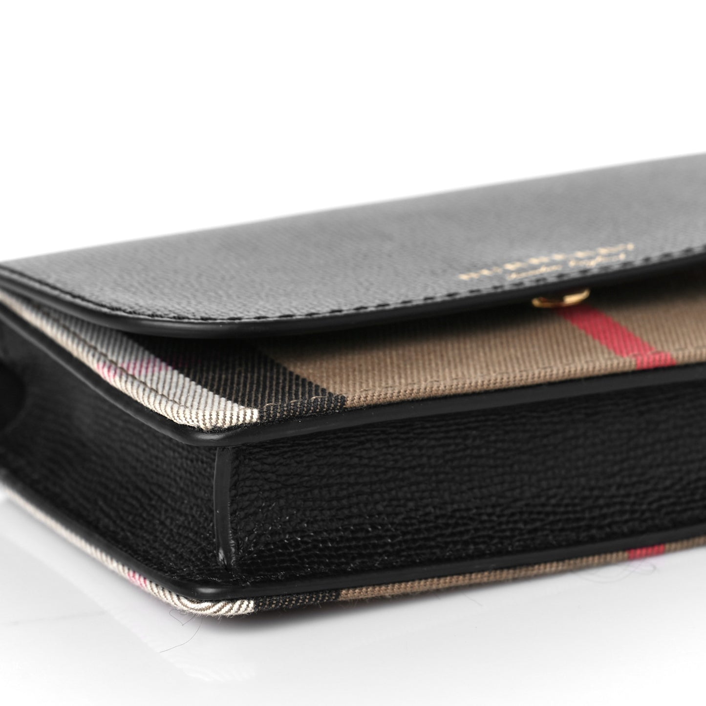 Grained Calfskin House Check Tartan Mix Hampshire Wallet On Chain Black