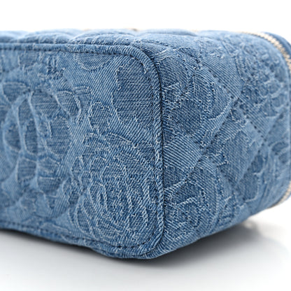 Chanel Denim Quilted Sweetheart Small Vanity Case With Chain Blue 10 of 11