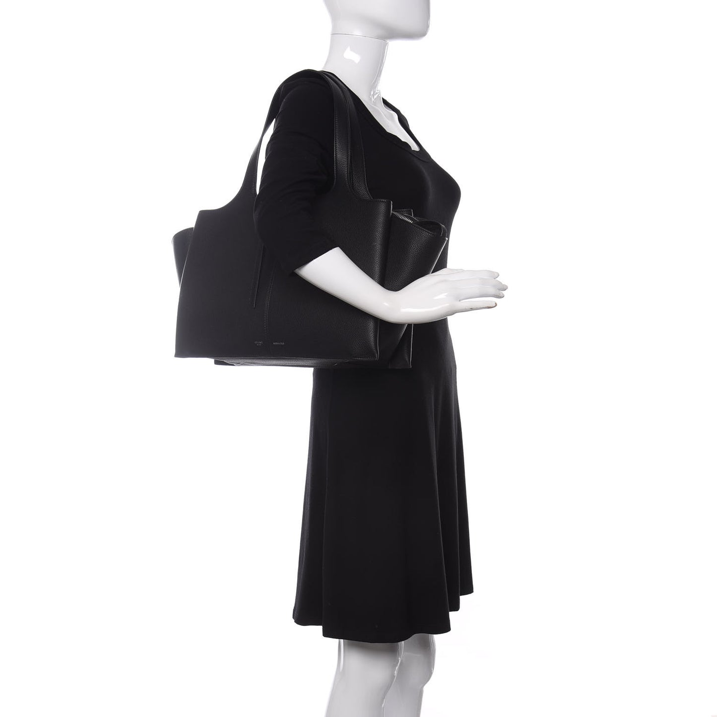 Baby Grained Calfskin Small Tri-Fold Bag Black