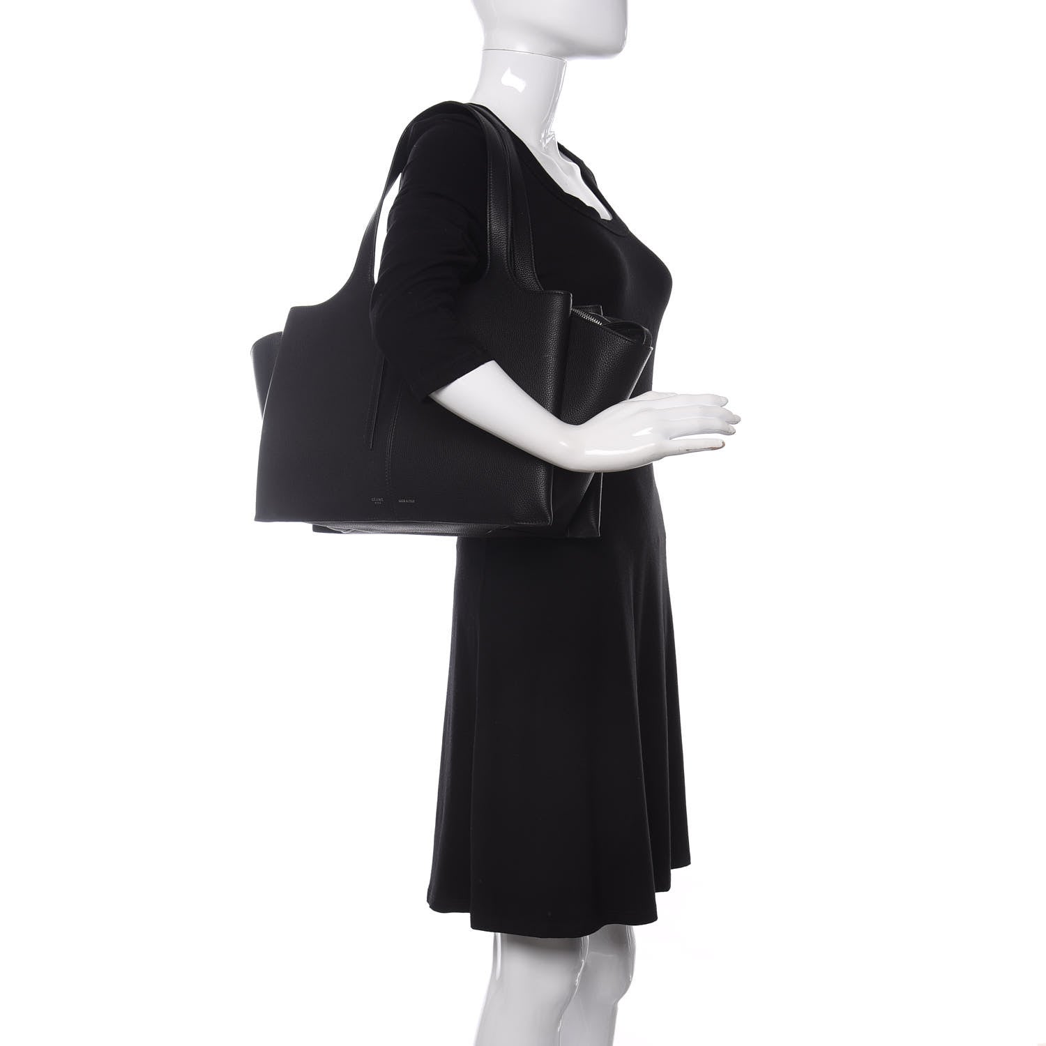Celine Baby Grained Calfskin Small Tri-Fold Bag Black 2 of 9