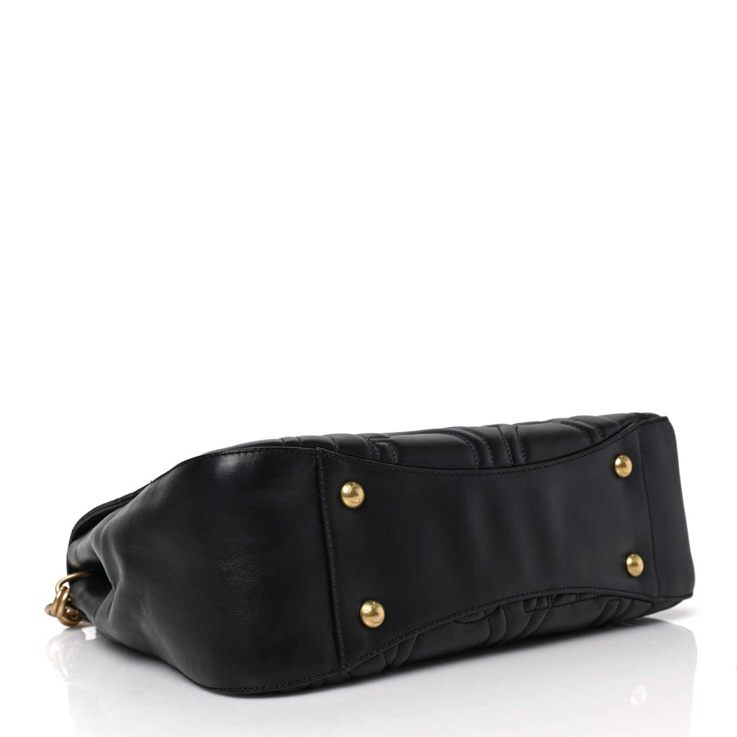 Calfskin Quilted Gancini Top Handle Flap Bag Black
