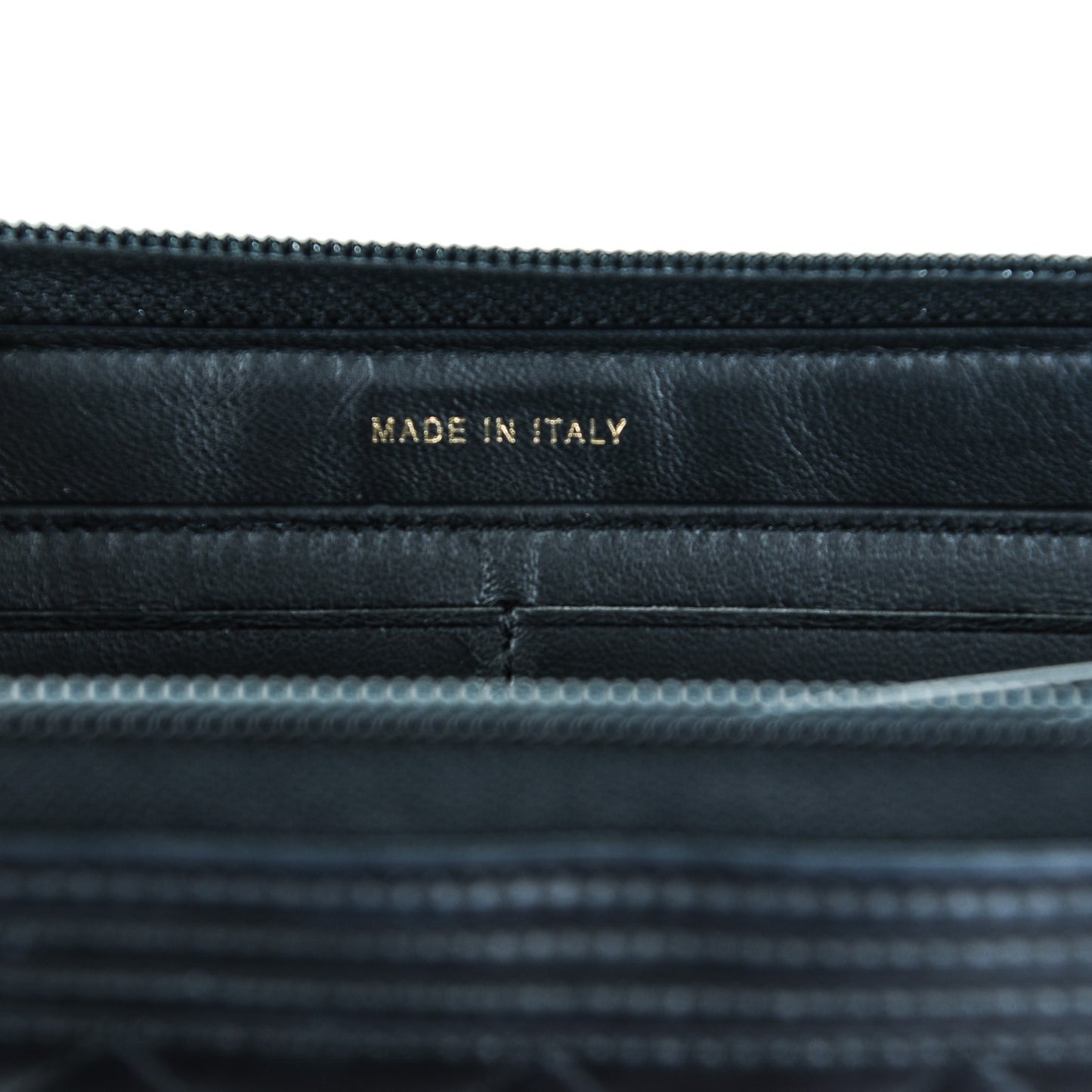 Lambskin Quilted Boy Zip Around Wallet Black