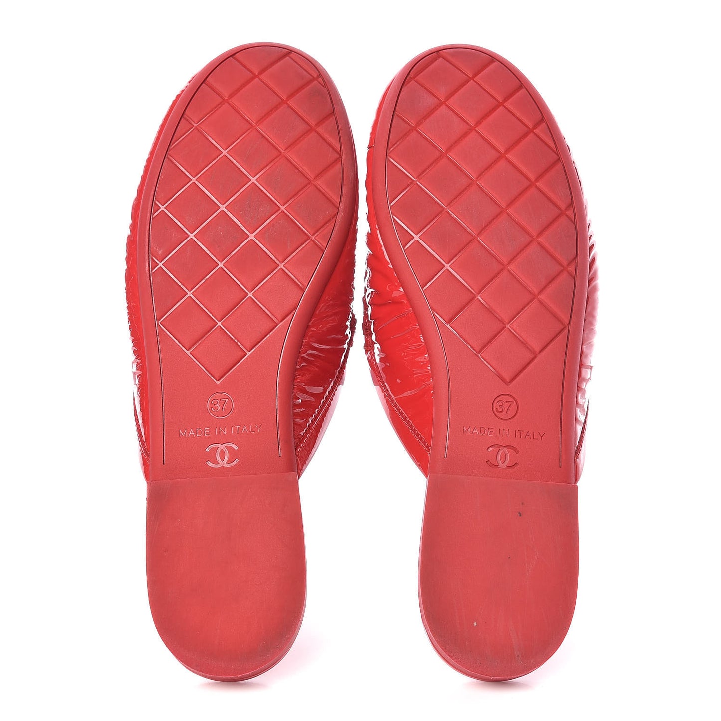 Patent Calfskin CC Mules 37 Red