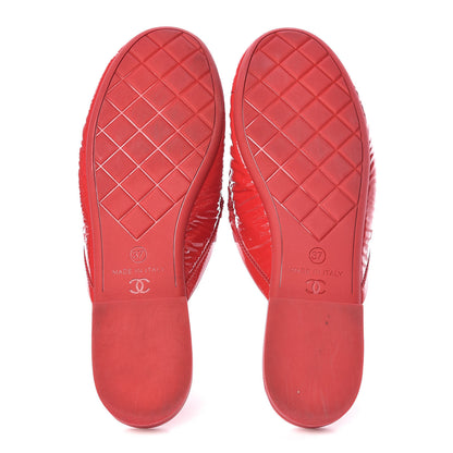 Chanel Patent Calfskin CC Mules 37 Red 9 of 16