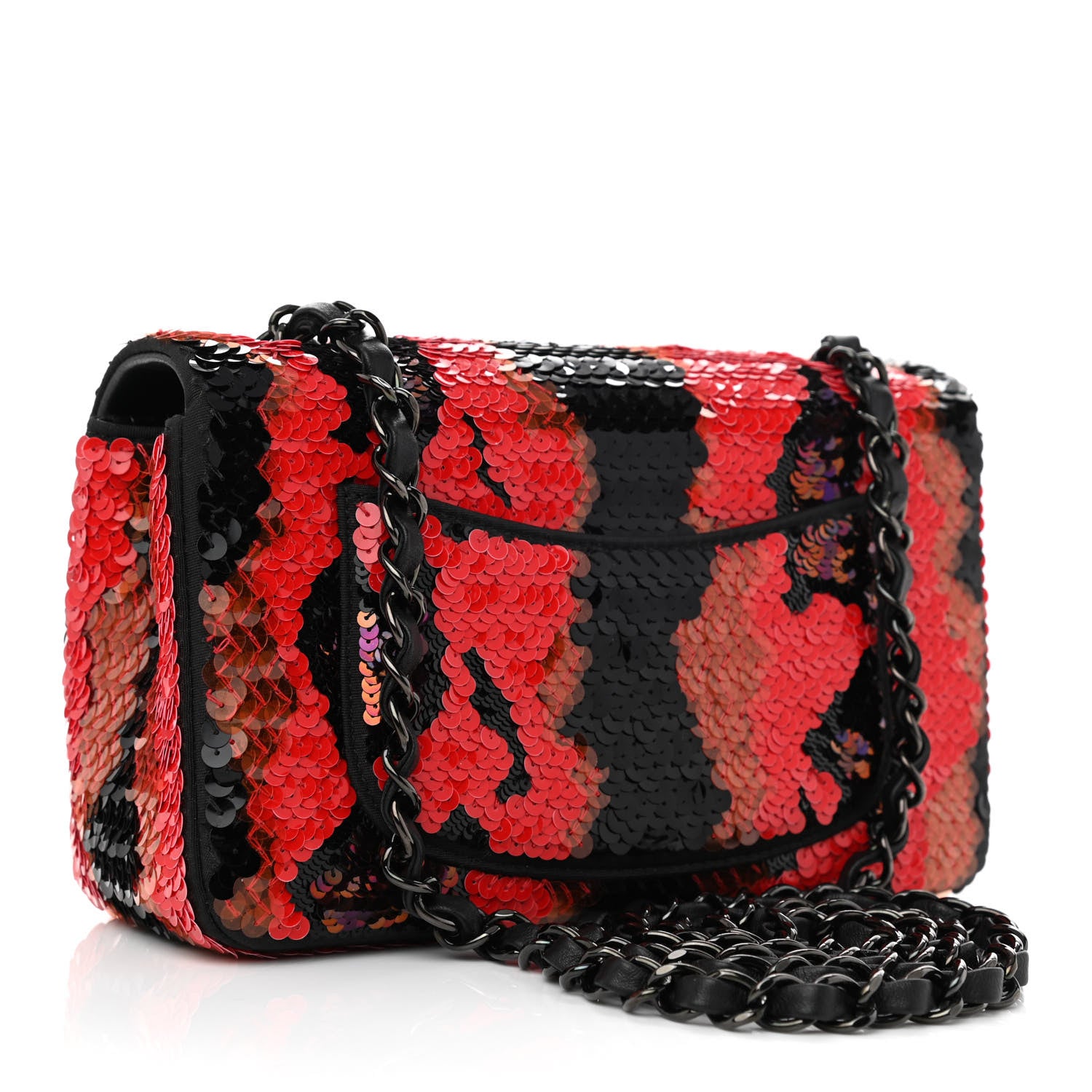 Chanel Sequin Mini Rectangular Flap Red Black Multicolor 3 of 11
