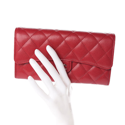 Chanel Caviar Quilted Large Gusset Flap Wallet Pink 2 of 9