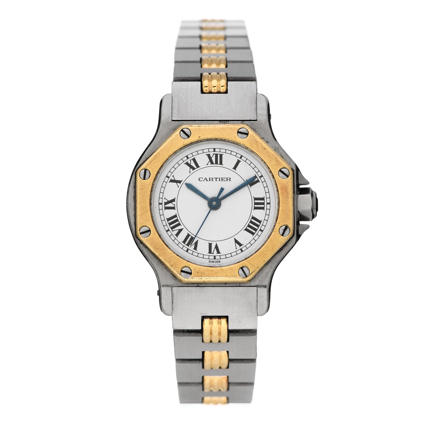 Cartier Stainless Steel 18K Yellow Gold 25mm Santos Octagon Automatic Watch 1 of 7